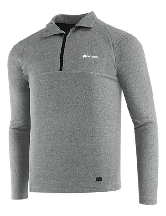 OGIO Petrol Grey Heather Transition 1/4 Zip Pullover w/IB Roof Systems Logo