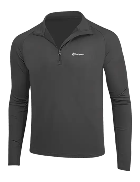 Charcoal Grey Sport Wick Stretch 1/4 Zip Pullover w/IB Roof Systems Logo