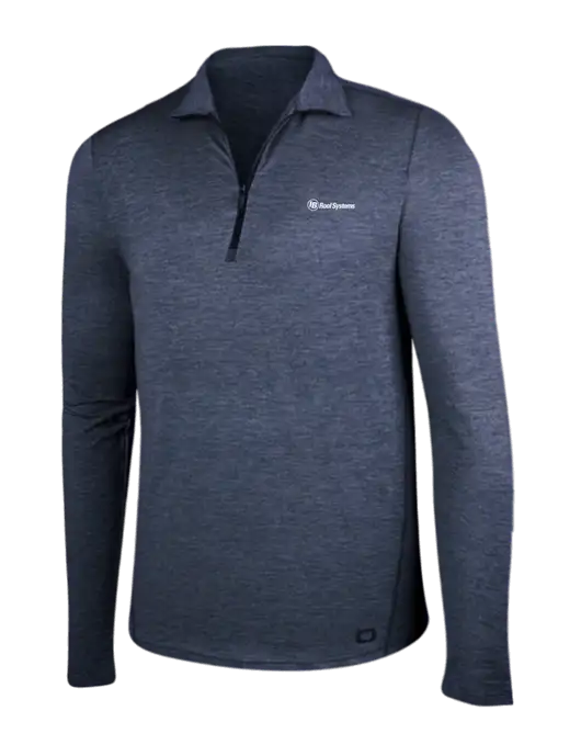 OGIO Blue Indigo Heather Endurance Force 1/4 Zip w/IB Roof Systems Logo