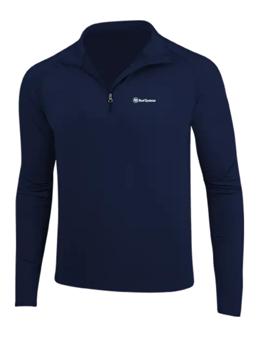 Navy Sport Wick Stretch 1/4 Zip Pullover w/IB Roof Systems Logo