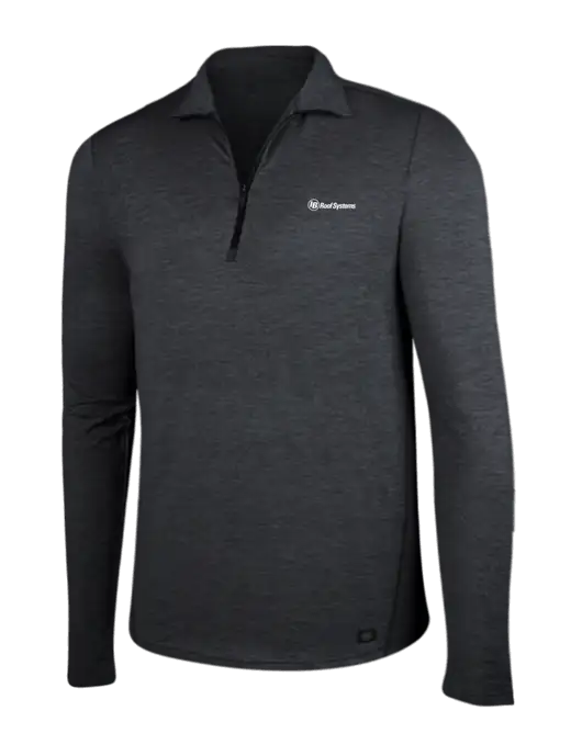 OGIO Blacktop Heather Endurance Force 1/4 Zip w/IB Roof Systems Logo