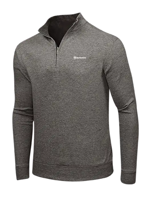 Charcoal Heather/Medium Heather Grey Interlock 1/4 Zip w/IB Roof Systems Logo