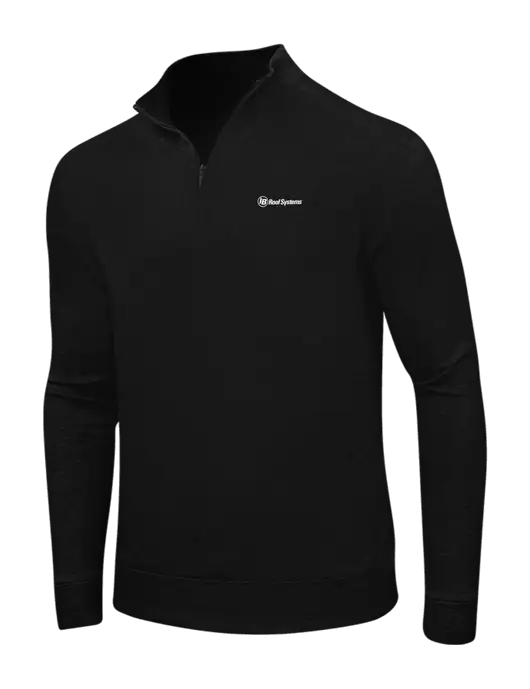 Deep Black/Charcoal Heather Interlock 1/4 Zip w/IB Roof Systems Logo