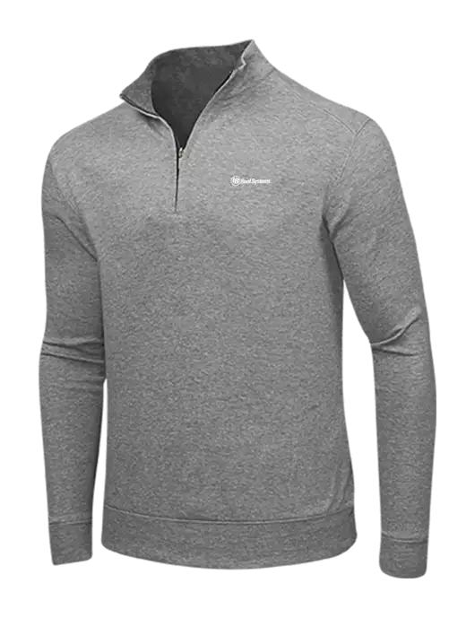 Medium Heather Grey/Charcoal Heather Interlock 1/4 Zip w/IB Roof Systems Logo