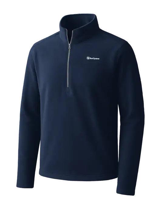 Navy Microfleece 1/2 Zip Pullover w/IB Roof Systems Logo