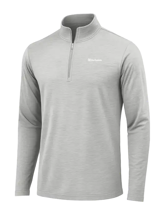 Light Grey Heather Posicharge Tri-Blend Wicking 1/4 Zip Pullover w/IB Roof Systems Logo