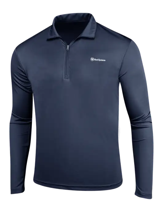 Navy PosiCharge Competitor 1/4 Zip Pullover w/IB Roof Systems Logo