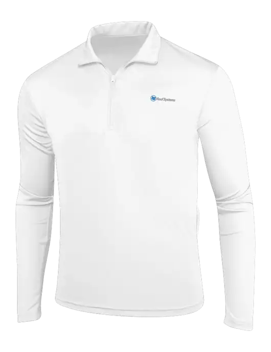 White PosiCharge Competitor 1/4 Zip Pullover w/IB Roof Systems Logo