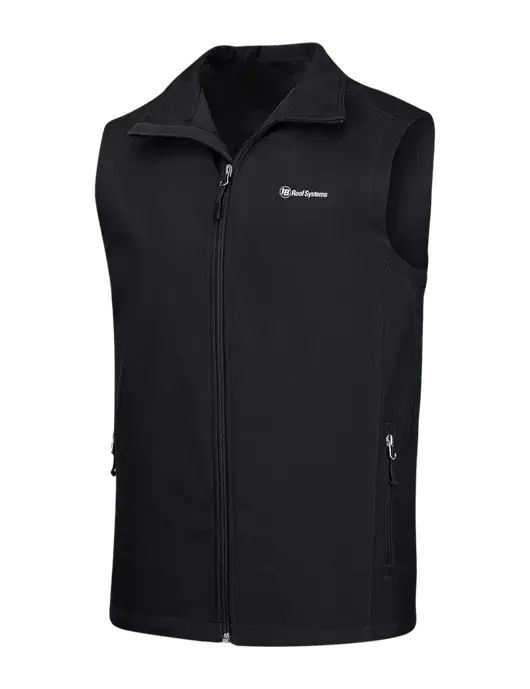 Black Core Soft Shell Vest w/IB Roof Systems Logo