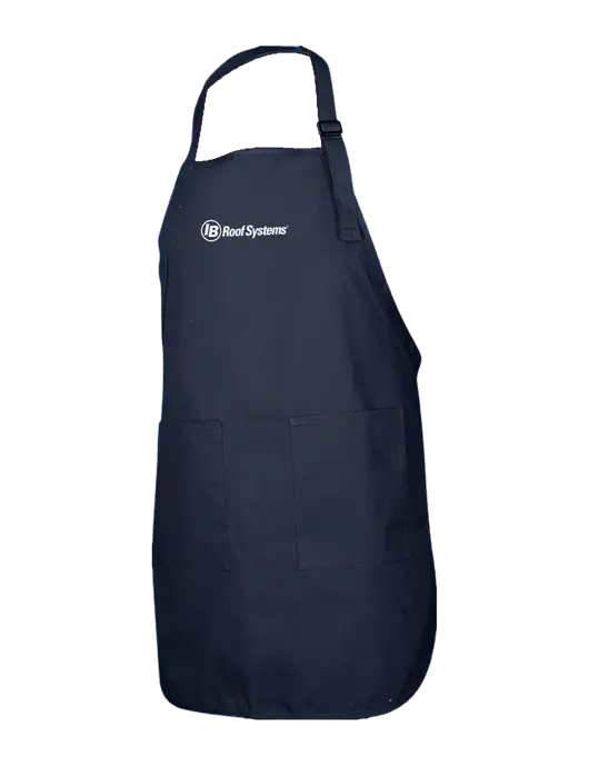 Full-Length Navy Apron With Pockets w/IB Roof Systems Logo
