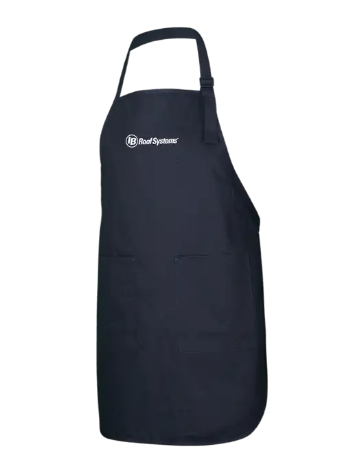 Full-Length Black Apron With Pockets w/IB Roof Systems Logo