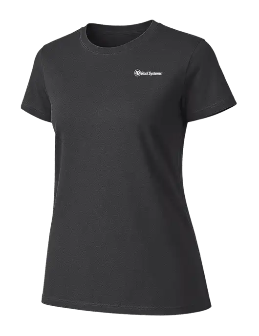 Womens Ring Spun Charcoal 4.5 oz T-Shirt w/IB Roof Systems Logo