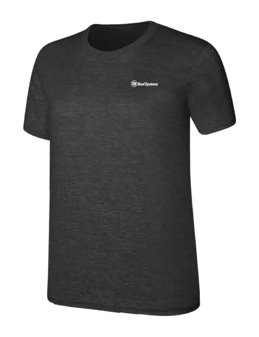 Womens Ring Spun Dark Heather Grey 4.5 oz T-Shirt w/IB Roof Systems Logo