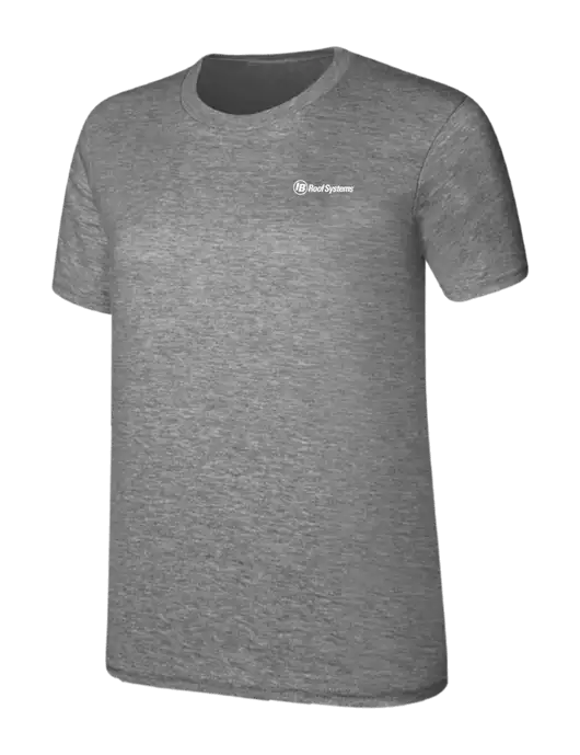 Womens Ring Spun Light Grey Heather 4.5 oz T-Shirt w/IB Roof Systems Logo