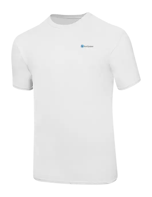 Ring Spun White 4.5 oz T-Shirt w/IB Roof Systems Logo