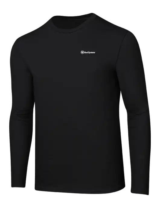 Ring Spun Jet Black 4.5 oz Long Sleeve T-Shirt w/IB Roof Systems Logo
