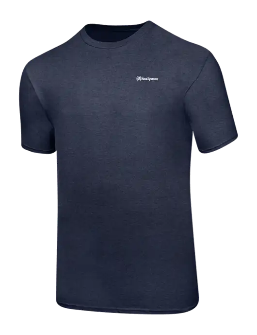 Ring Spun Heather Navy 4.5 oz T-Shirt w/IB Roof Systems Logo
