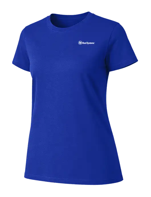 Womens Ring Spun Royal 4.5 oz T-Shirt w/IB Roof Systems Logo
