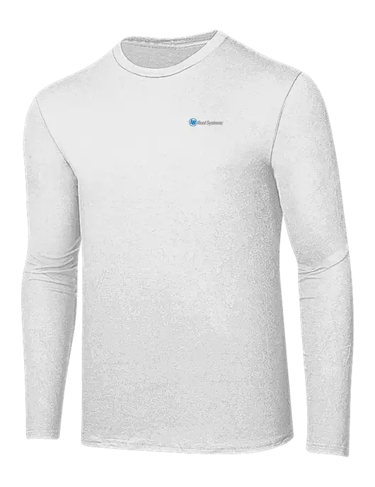 Ring Spun White 4.5 oz Long Sleeve T-Shirt w/IB Roof Systems Logo