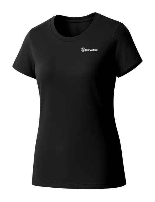 Womens Seriously Soft Black T-Shirt w/IB Roof Systems Logo