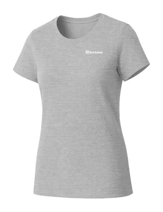 Womens Seriously Soft Light Heathered Grey T-Shirt w/IB Roof Systems Logo