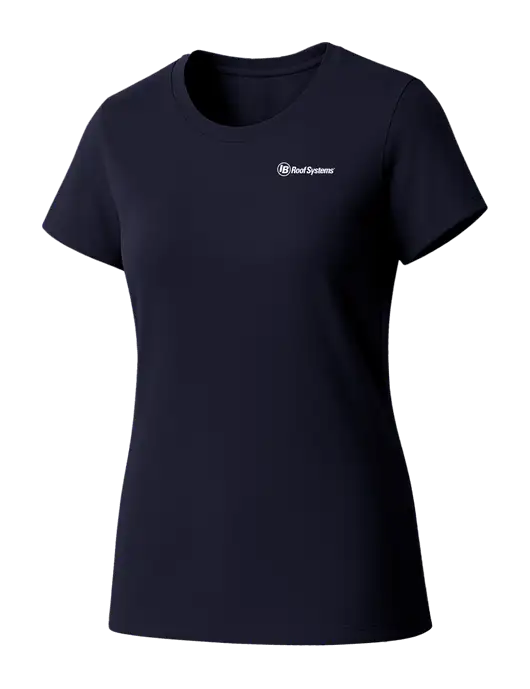 Womens Seriously Soft New Navy T-Shirt w/IB Roof Systems Logo