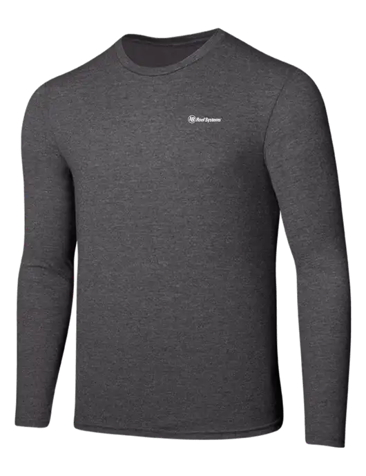 Seriously Soft Heathered Charcoal Long Sleeve T-Shirt w/IB Roof Systems Logo