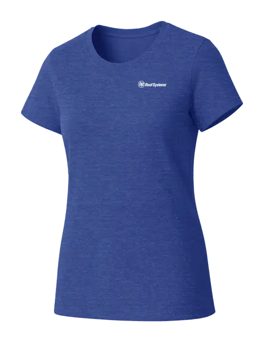 Womens Seriously Soft Royal Frost T-Shirt w/IB Roof Systems Logo