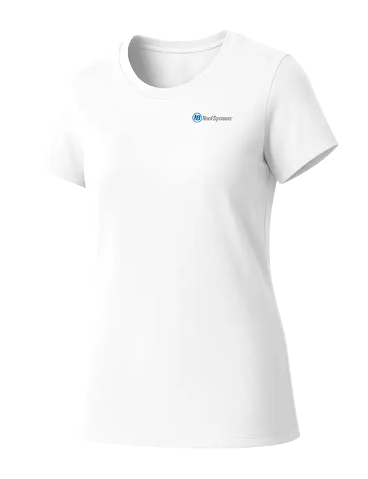 Womens Seriously Soft White T-Shirt w/IB Roof Systems Logo