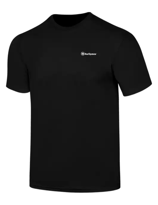 Simply Soft Black 4.5oz  Poly/Combed Ring Spun Cotton T-Shirt w/IB Roof Systems Logo