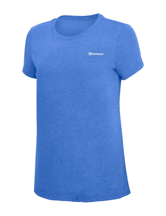 Womens Simply Soft Royal Frost 4.5oz  Poly/Combed Ring Spun Cotton T-Shirt w/IB Roof Systems Logo