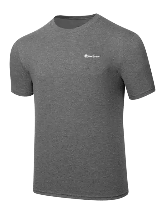 Simply Soft Heathered Medium Grey 4.5oz  Poly/Combed Ring Spun Cotton T-Shirt w/IB Roof Systems Logo