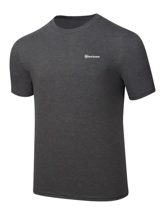 Simply Soft Heathered Charcoal 4.5oz  Poly/Combed Ring Spun Cotton T-Shirt w/IB Roof Systems Logo
