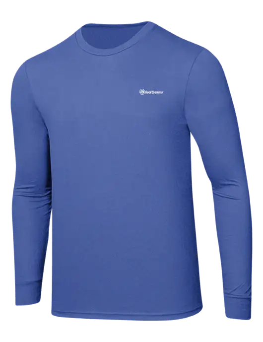 Simply Soft Long Sleeve Royal Frost 4.5 oz, Poly/Combed Ring Spun Cotton T-Shirt w/IB Roof Systems Logo