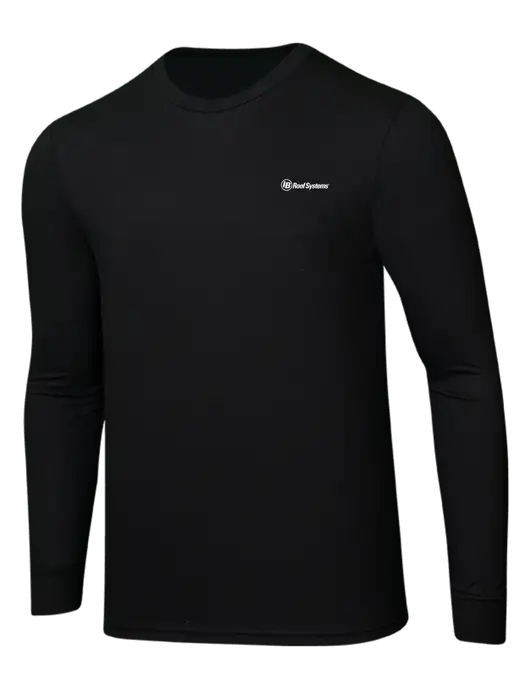 Simply Soft Long Sleeve Black 4.5 oz, Poly/Combed Ring Spun Cotton T-Shirt w/IB Roof Systems Logo