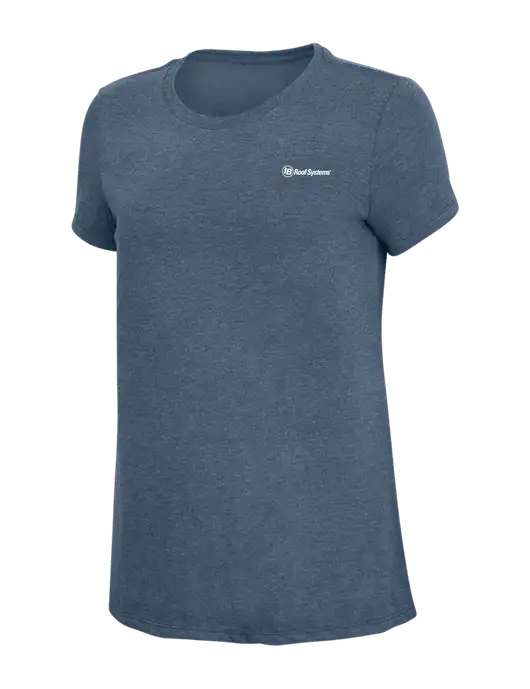 Womens Simply Soft Navy Frost 4.5oz  Poly/Combed Ring Spun Cotton T-Shirt w/IB Roof Systems Logo