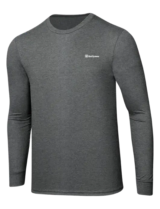 Simply Soft Long Sleeve Medium Grey Frost 4.5 oz, Poly/Combed Ring Spun Cotton T-Shirt w/IB Roof Systems Logo