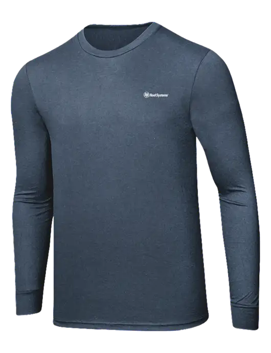 Simply Soft Long Sleeve Navy Frost 4.5 oz, Poly/Combed Ring Spun Cotton T-Shirt w/IB Roof Systems Logo