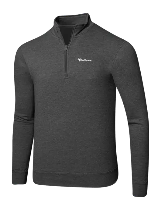 Dark Heather Grey 8.5 oz Ring Spun 1/4 Zip Pullover Sweatshirt w/IB Roof Systems Logo