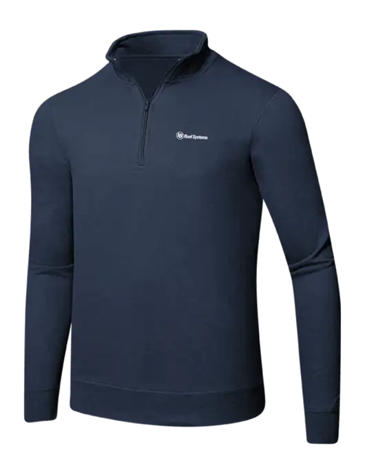 Team Navy 8.5 oz Ring Spun 1/4 Zip Pullover Sweatshirt w/IB Roof Systems Logo