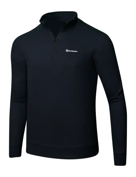 Jet Black 8.5 oz Ring Spun 1/4 Zip Pullover Sweatshirt w/IB Roof Systems Logo