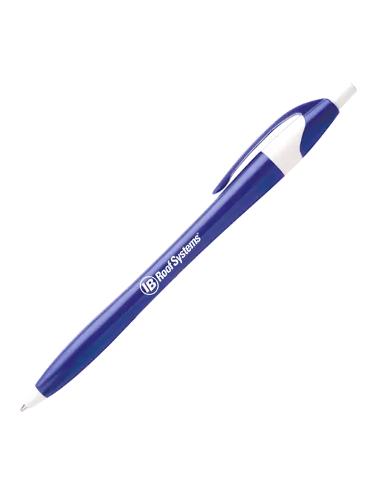 Novella Royal/White Executive Pen - Blue Ink w/IB Roof Systems Logo