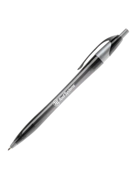 Novella Translucent Black/Silver Jewel Pen - Blue Ink w/IB Roof Systems Logo