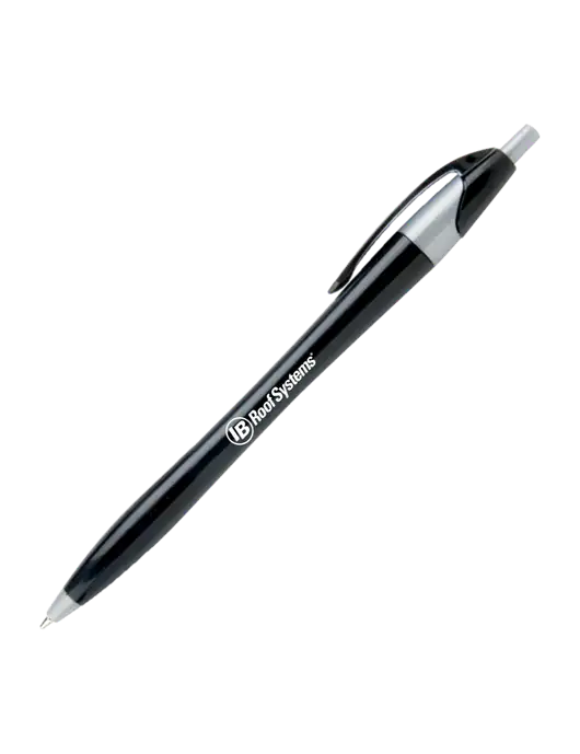 Novella Black/Silver Corporate Pen - Blue Ink w/IB Roof Systems Logo