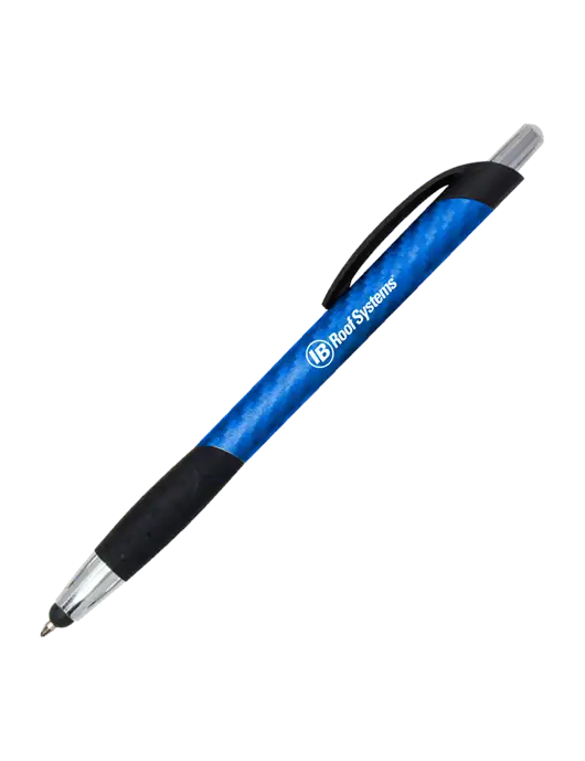 Sunray Blue Stylus Pen - Black Ink w/IB Roof Systems Logo