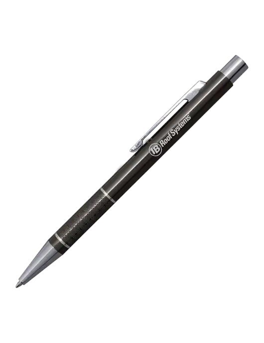St George Gunmetal Pen - Blue Ink w/IB Roof Systems Logo