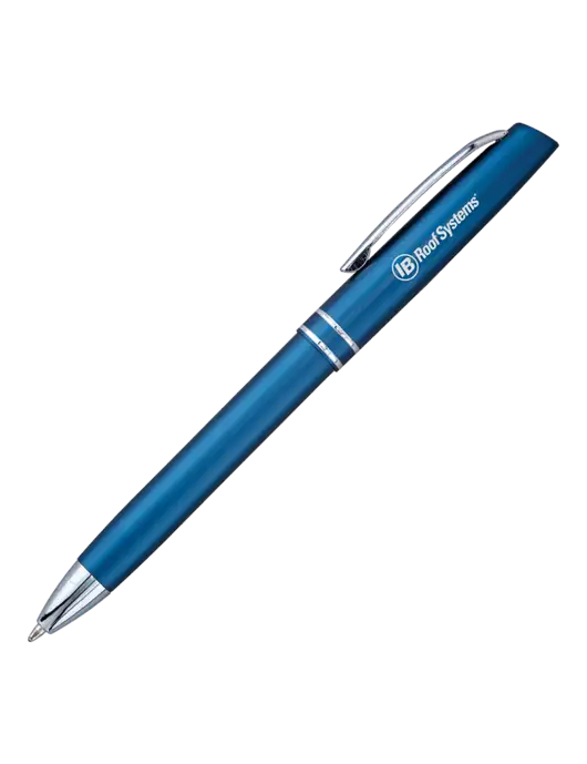 Blue Anguilla Black Ink Pen w/IB Roof Systems Logo