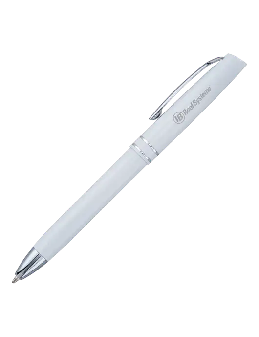 White Anguilla Black Ink Pen w/IB Roof Systems Logo