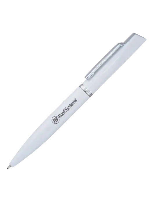 Santos White Pen - Black Ink w/IB Roof Systems Logo