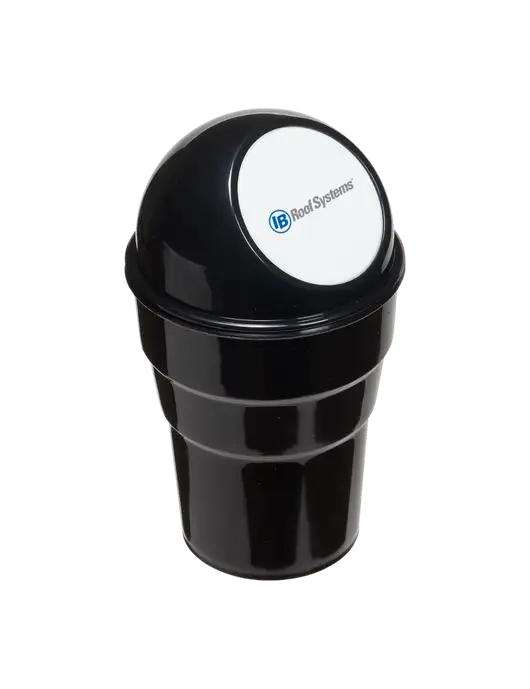 Black Car Cup Holder Trash Can w/IB Roof Systems Logo
